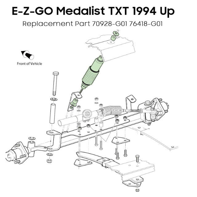 Golf Cart Heavy Duty Coil phía trước / phía sau Thấm va chạm cho EZGO TXT 94-up 70928G01